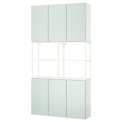 ENHET Storage combination, white/pale grey-green, 120x32x225 cm