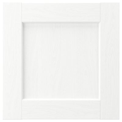 ENKÖPING white cabinet door with wood grain texture, square shape, modern minimalist design.