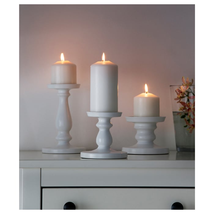 ERSÄTTA block candle holder, white, 13 cm IKEA