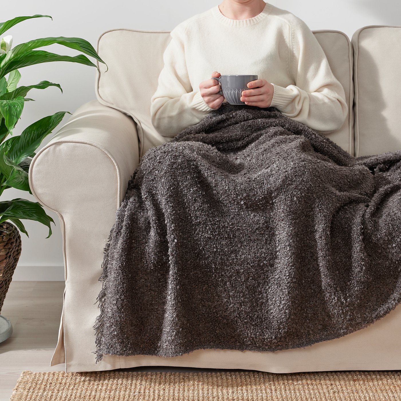 EVALI Throw, dark grey, 130x170 cm - IKEA