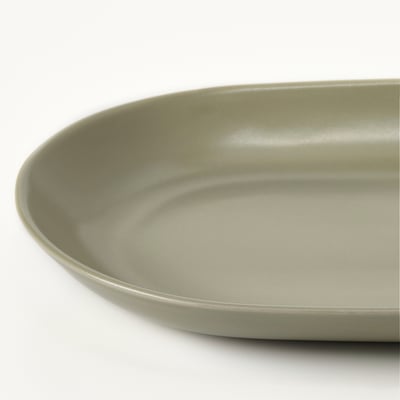 FÄRGKLAR Serving plate, matt green, 32x18 cm
