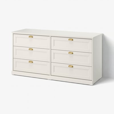 FÅGELFJÄLLET Chest of 6 drawers, off-white, 160x51x78 cm