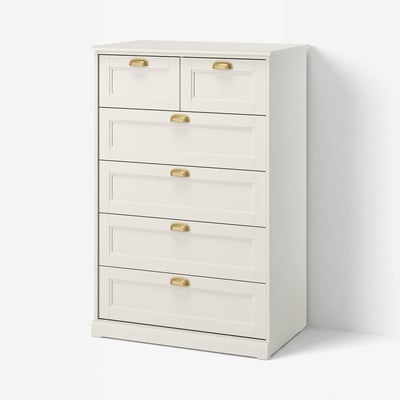 FÅGELFJÄLLET Chest of 6 drawers, off-white, 82x51x123 cm