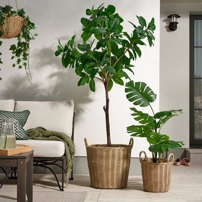 FLODBJÖRK Plant pot, in/outdoor light grey-brown, 41 cm