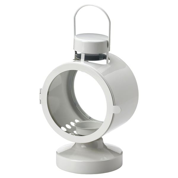 FLODSVALA Lantern for tealight, in/outdoor, off-white, 21 cm
