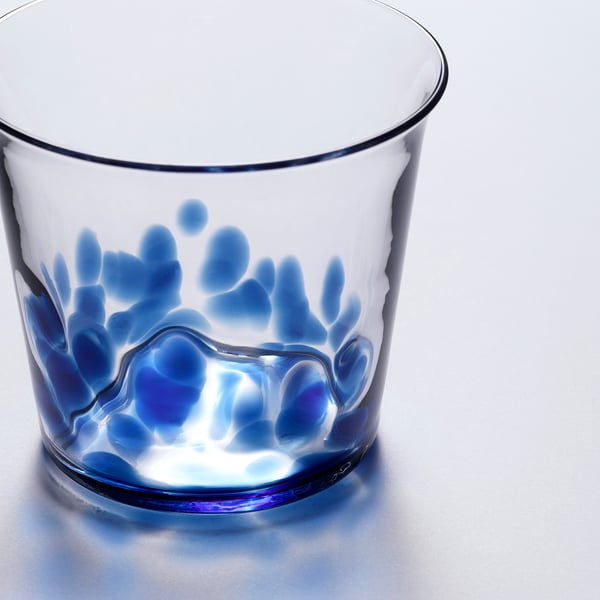 FÖSSTA Wine glass, blue/dot pattern, 30 cl IKEA