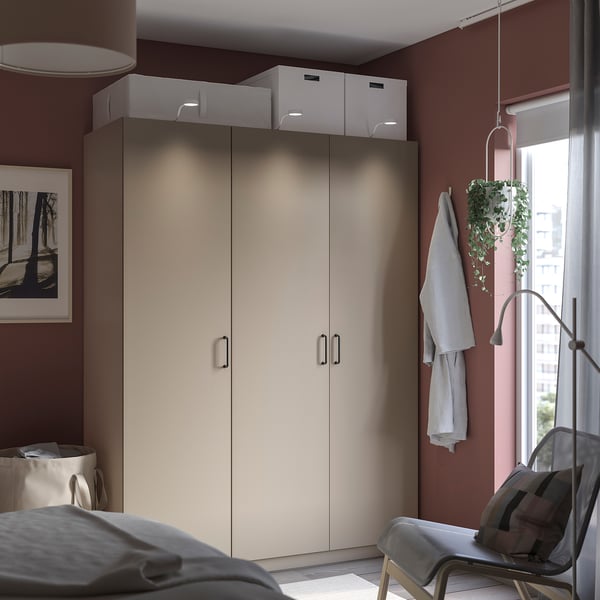 FORSAND Door with hinges, grey-beige, 50x195 cm