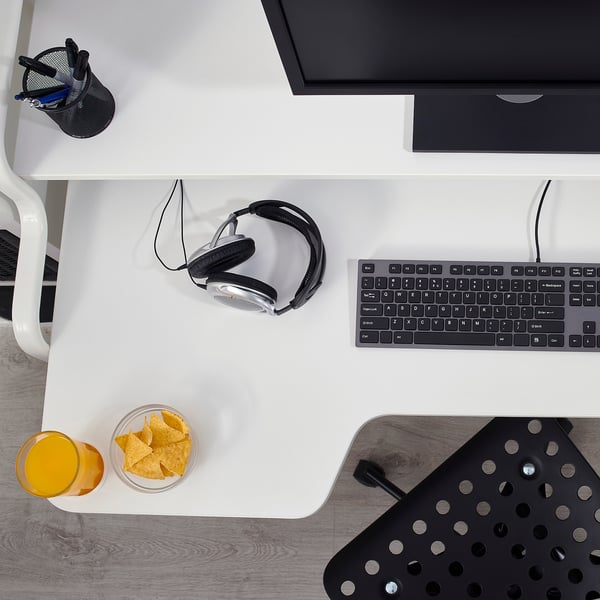 FREDDE gaming desk, white, 140x74x73 cm IKEA
