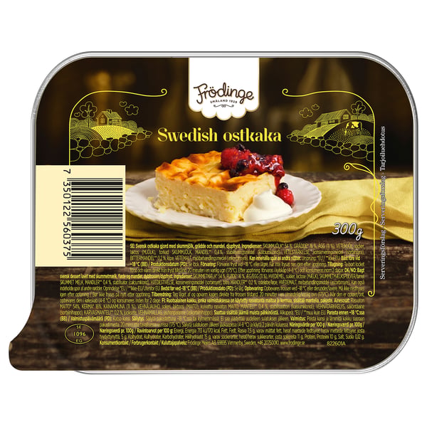 FRÖDINGE food product packaging, swedish ostkaka shown on label, 300g.