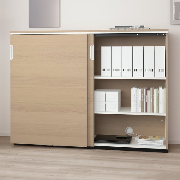 GALANT with sliding doors, white stained oak veneer, 160x120 cm