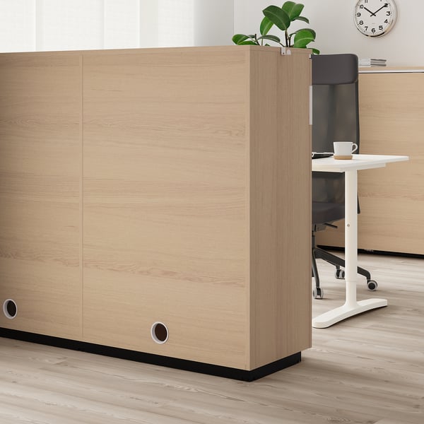 GALANT Cabinet with sliding doors, white stained oak veneer, 160x120 cm - IKEA