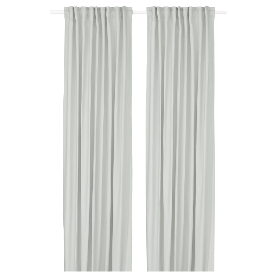 GINSTMOTT curtains, 1 pair, white/with heading tape, 145x250 cm - IKEA