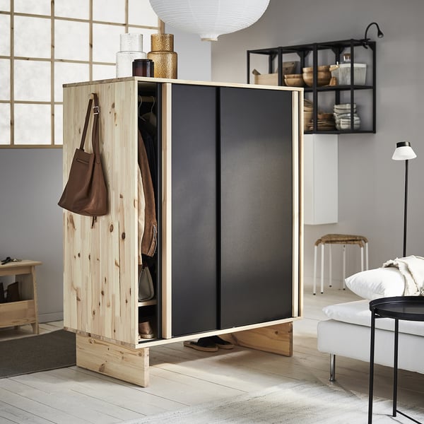 GLAMBERGET Bedroom furniture, set of 3, pine/Katorp beige, Single/double