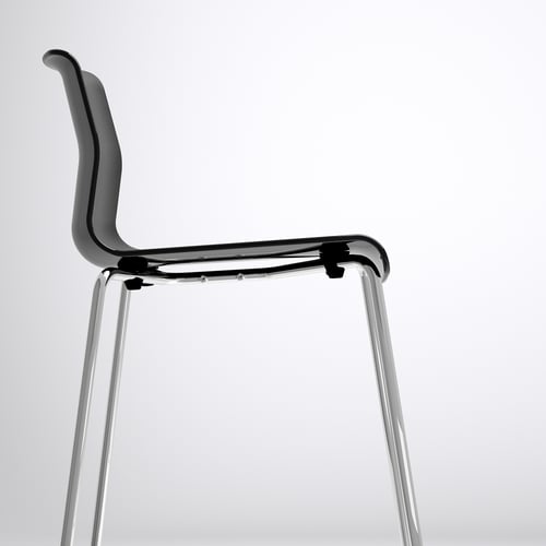 GLENN bar stool, black/chromeplated, 66 cm IKEA
