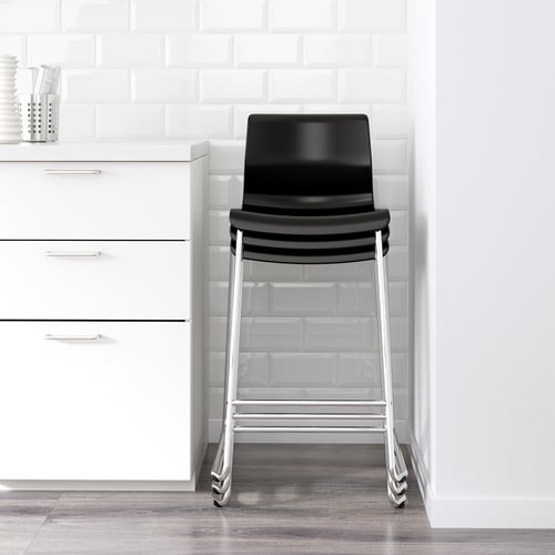 GLENN bar stool, black/chromeplated, 66 cm IKEA