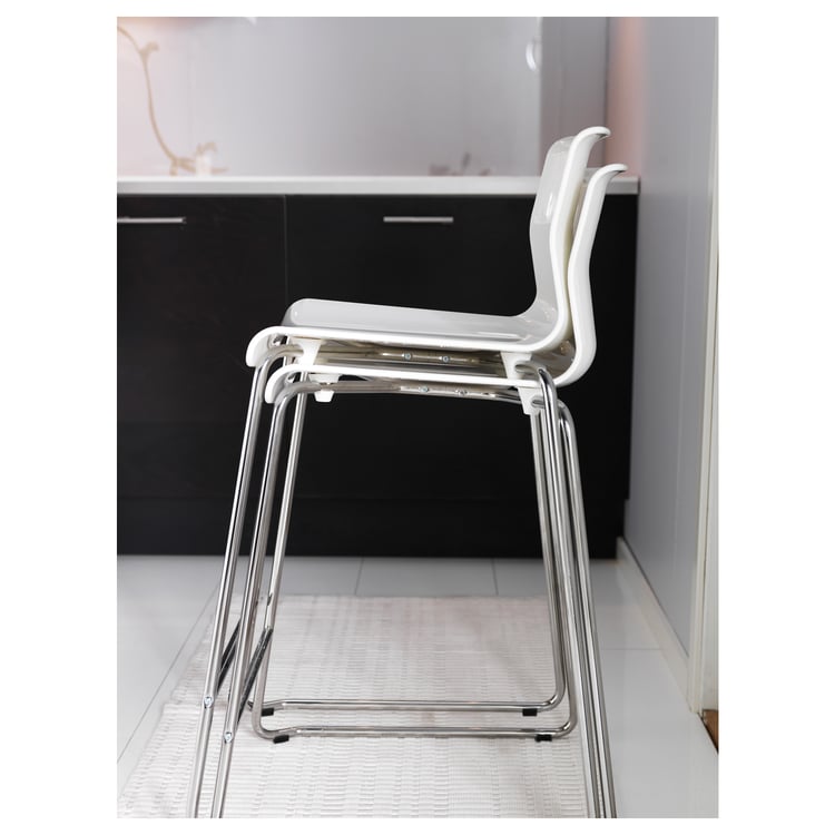 GLENN Bar stool, white, chromeplated, 66 cm IKEA
