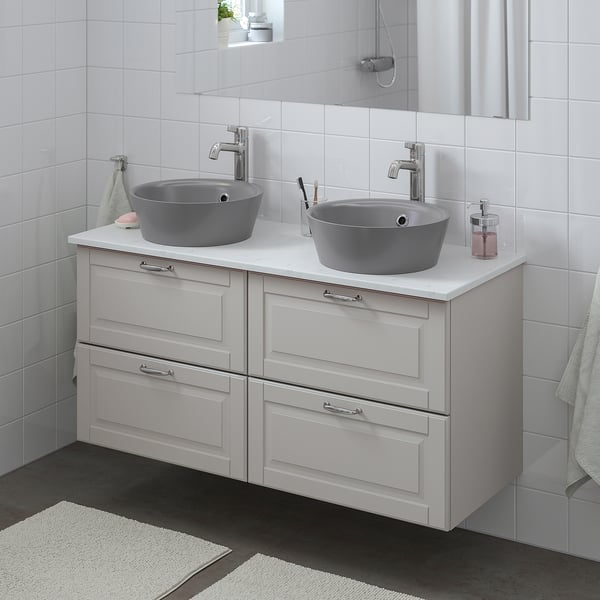 Godmorgon Tolken Kattevik Wsh Stnd W Countertop 40 Wash Basin Kasjon Light Grey Marble Effect Voxnan Tap 122x49x75 Cm Add To Cart Ikea