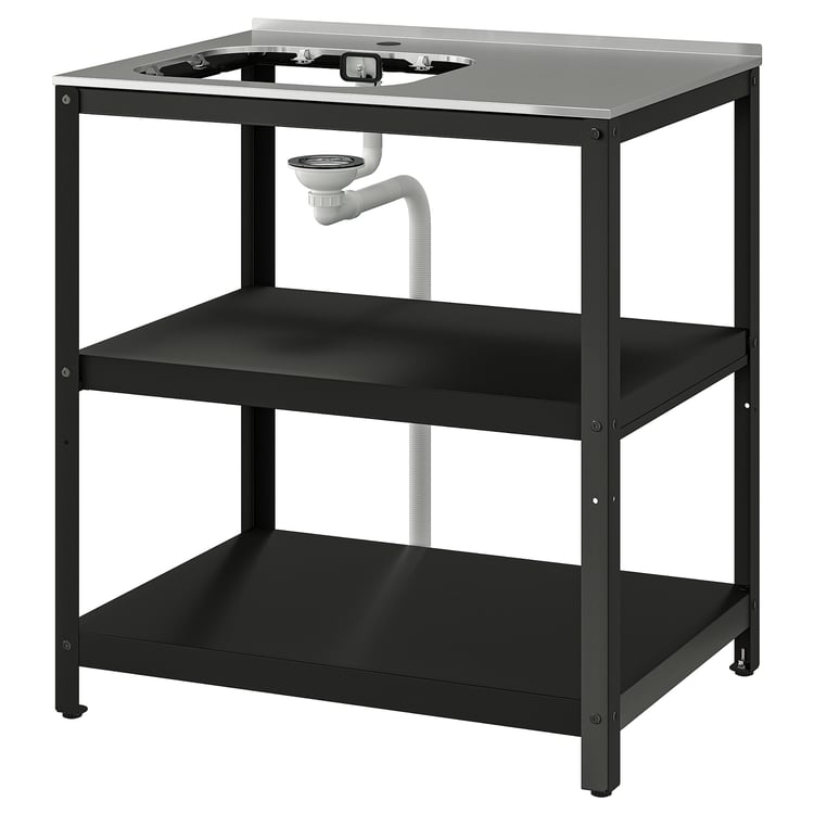 GRILLSKÄR unit for sink, black/stainless steel outdoor, 86x61 cm IKEA