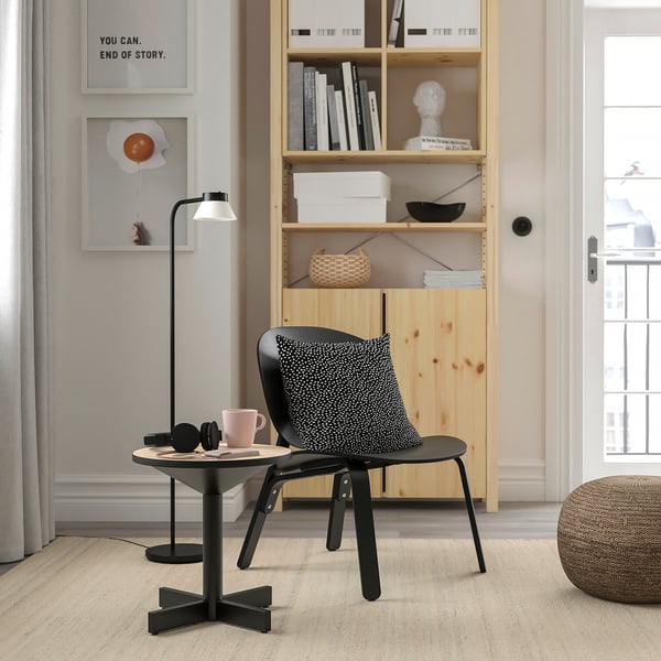 GRIMSARBO Side table, pine plywood/black