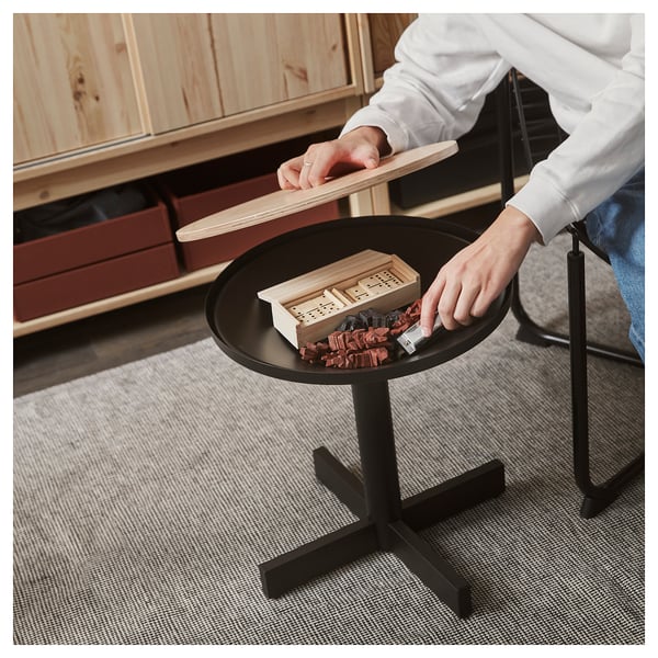 GRIMSARBO Side table, pine plywood/black
