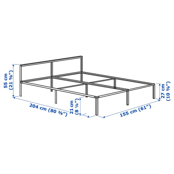 GRIMSBU Bed frame, grey/Luröy, Queen