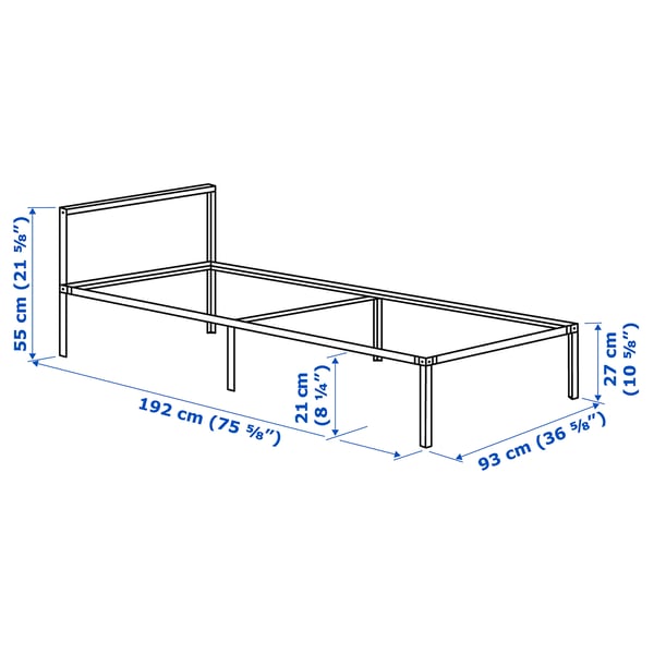 GRIMSBU Bed frame, grey, Single