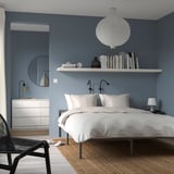 GRIMSBU Bed frame, grey, Queen