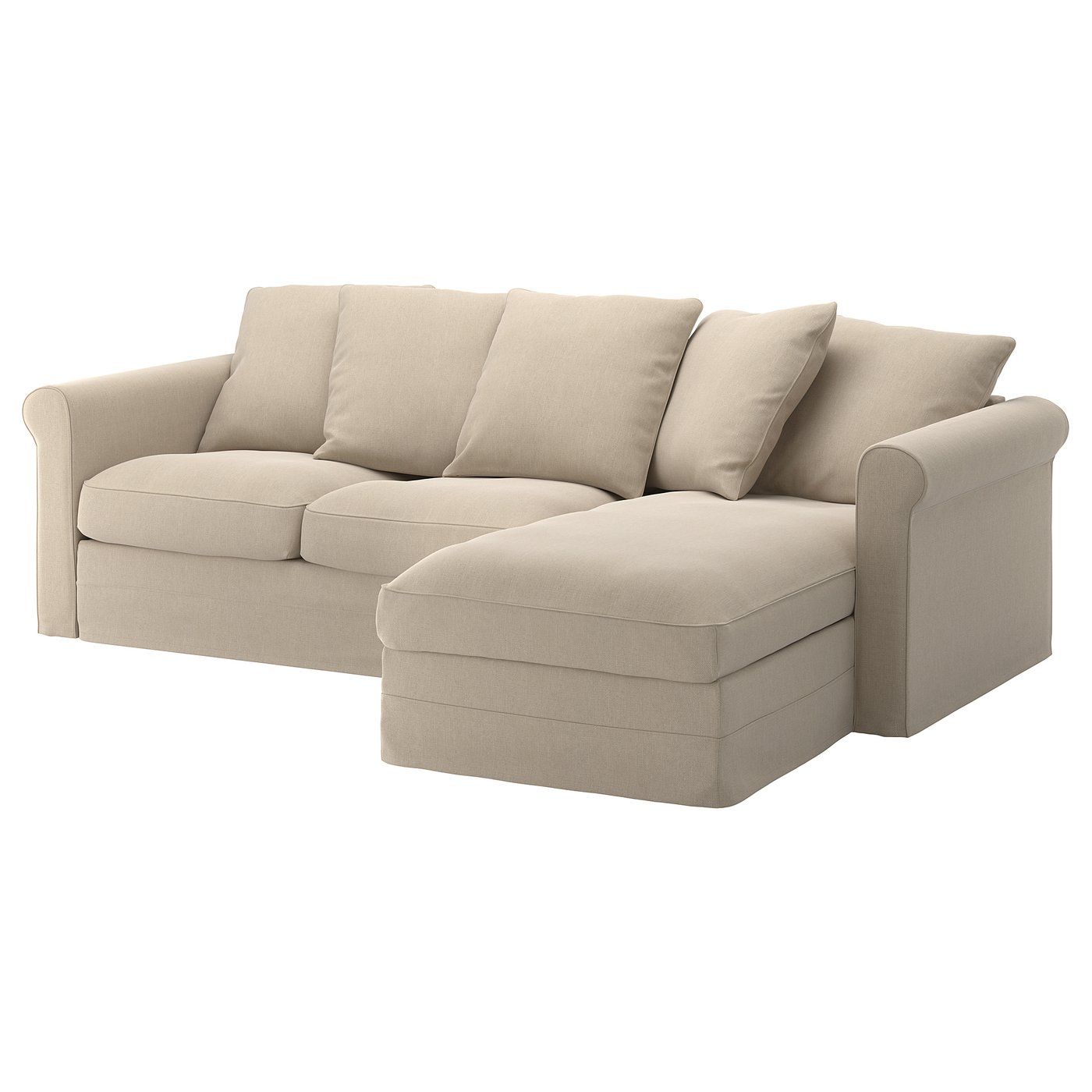 GRÖNLID 3seat sofa with chaise longue, Sporda natural IKEA
