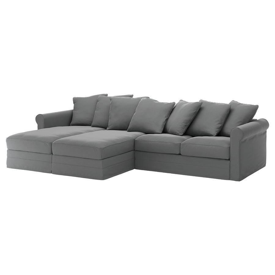 GRÖNLID 4seat sofa with chaise longues, Ljungen medium grey IKEA