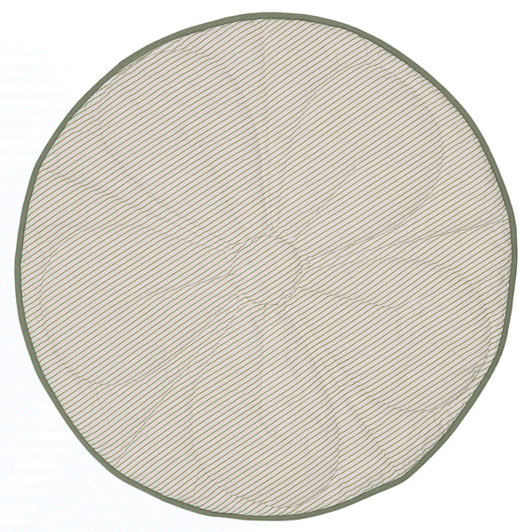 GULDVÄVARE Quilted blanket, green/beige striped, 105 cm