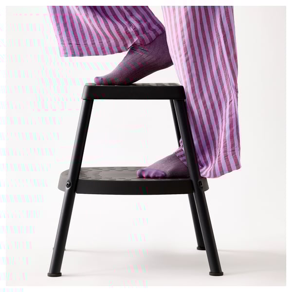 HADDARP Step stool, 4-way black-grey