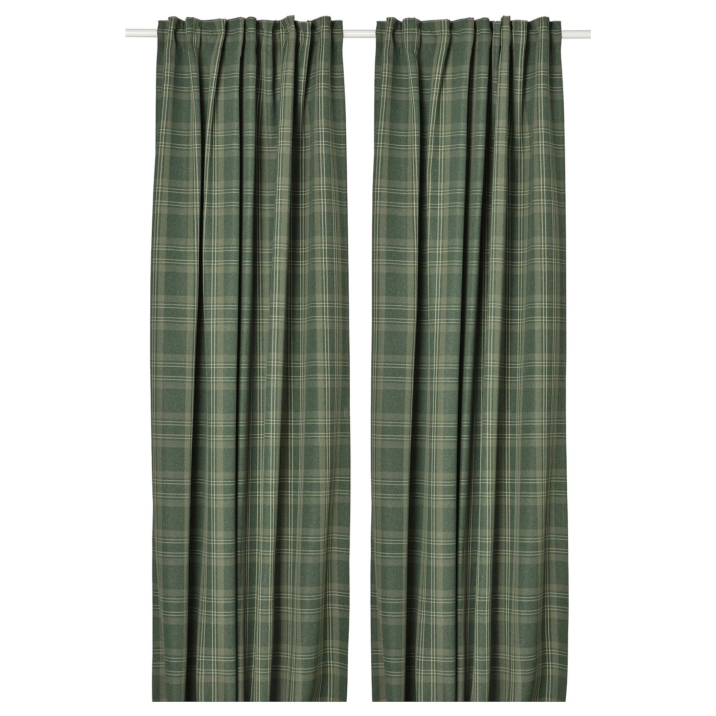 HÄGGVECKMAL Room darkening curtains, 1 pair - with heading tape/dark green 145x250 cm