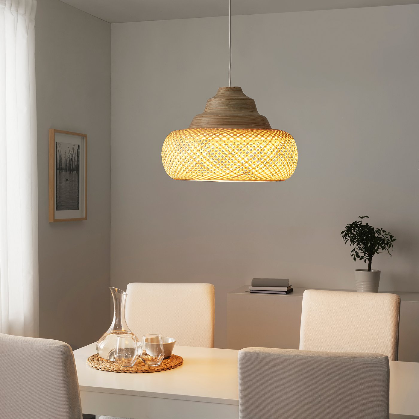 HALSHORN Pendant lamp shade, bamboo 