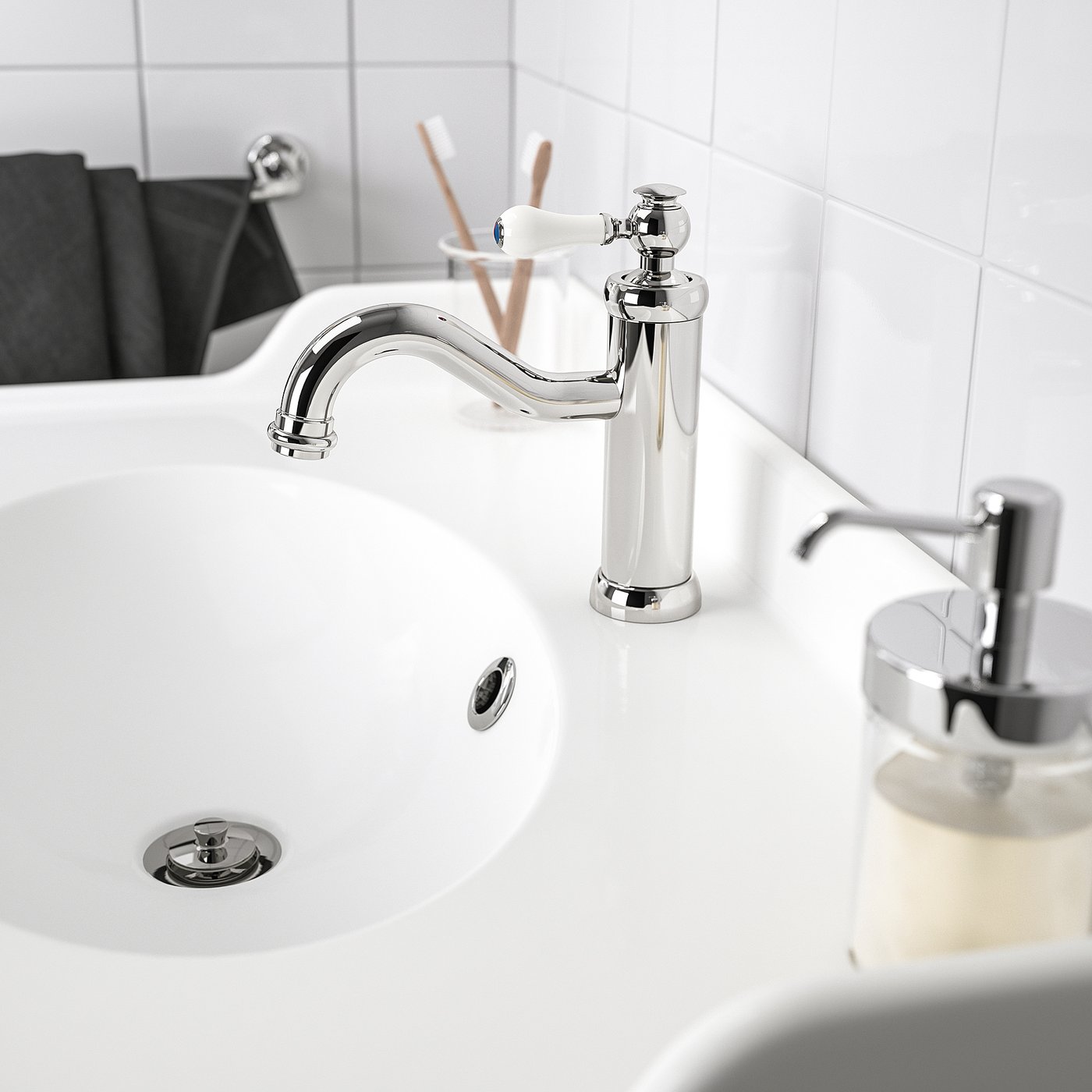HAMNSKÄR Washbasin mixer tap with strainer, chromeplated IKEA