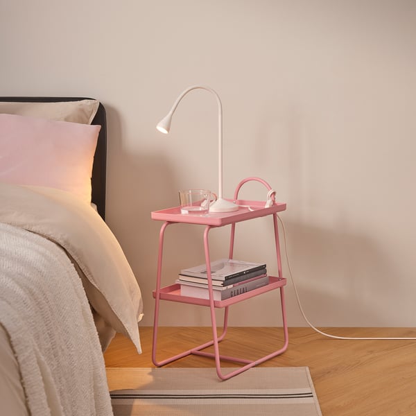 HATTÅSEN Bedside table/shelf unit, pink