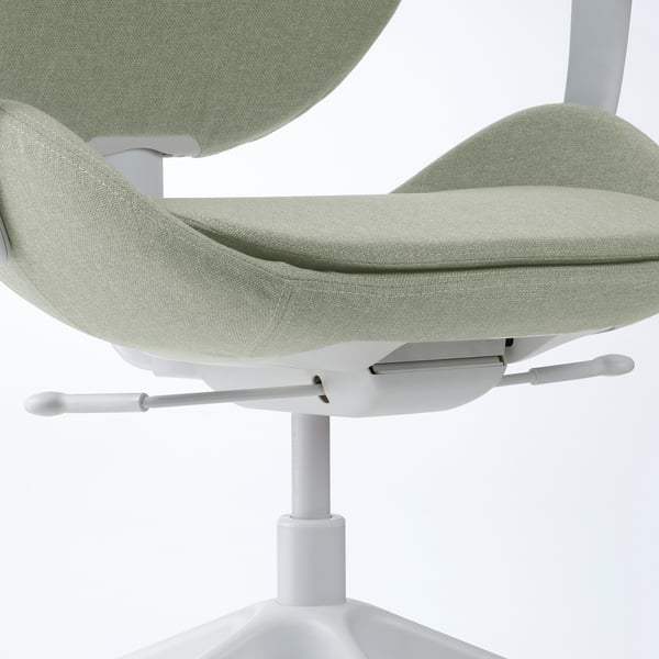 HATTEFJÄLL Office chair with armrests, Gunnared light green/white