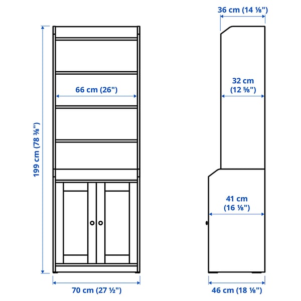 HAUGA High cabinet with 2 doors, white, 70x199 cm