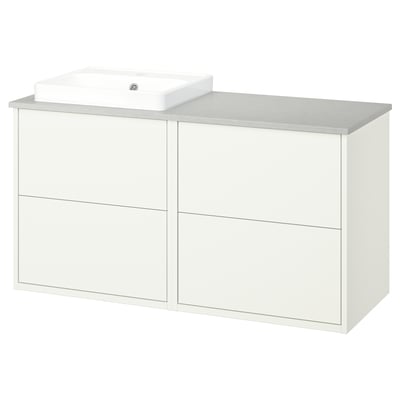 HAVBÄCK bathroom vanity: white, 2 drawers, quartz countertop, modern design.