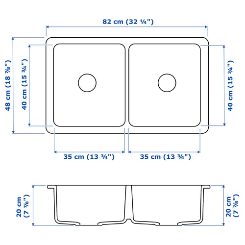 Illustration with measurements for the product: HAVSEN.