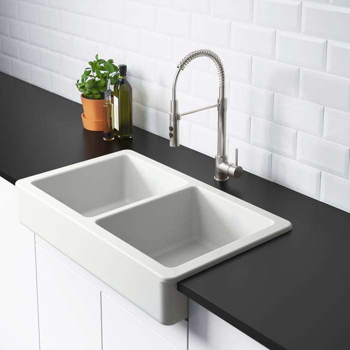 HAVSEN sink bowl, 2 bowls w visible front, white, 82x48 cm - IKEA
