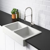 HAVSEN Sink bowl, 2 bowls w visible front, white, 82x48 cm