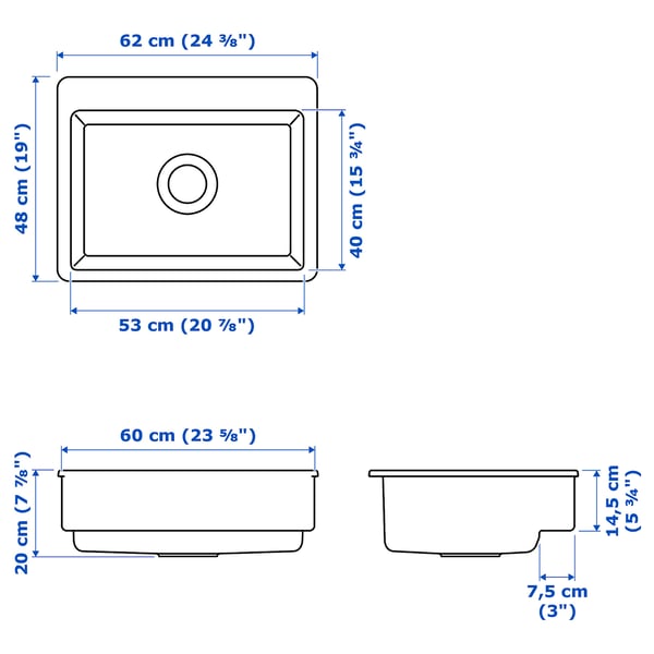 Havsen Sink Bowl W Visible Front, White, 62X48 Cm - Ikea