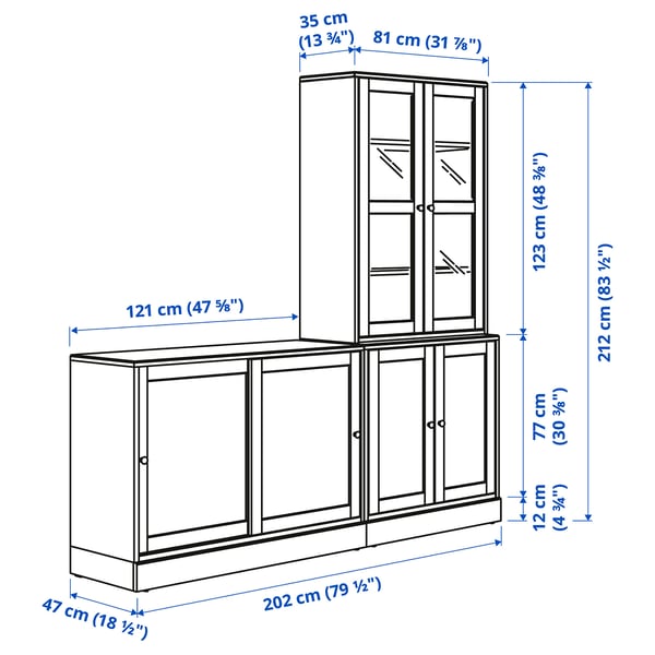 Illustration with measurements for the product: HAVSTA.
