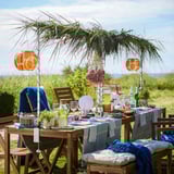 HELGEÖ Decorating rod for table, white adjustable/outdoor indoor, 115/235x116 cm