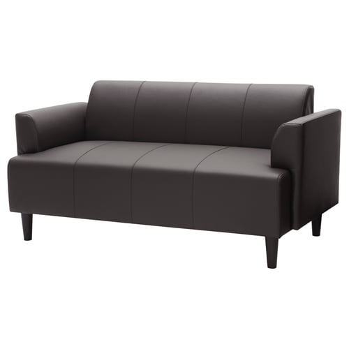 HEMLINGBY small dark brown leather sofa, simple modern design.