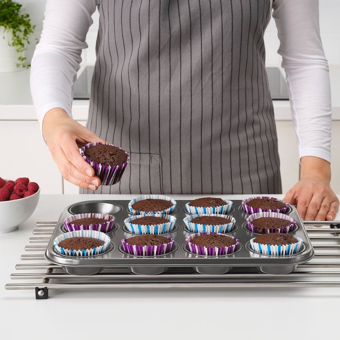 HEMMABAK muffin tin, grey, 38x27 cm IKEA