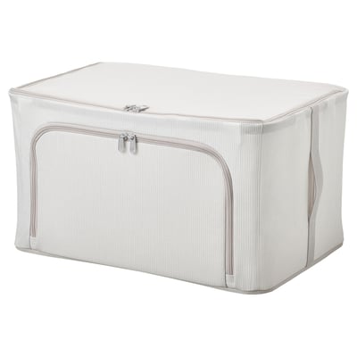 HEMMAFIXARE Storage case, fabric striped/white/grey, 34x51x28 cm - IKEA