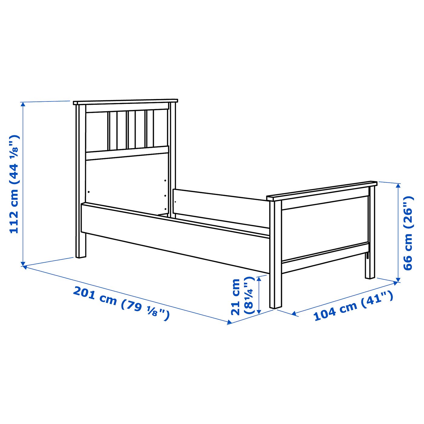 HEMNES bed frame, white stain/Lönset, Single - IKEA