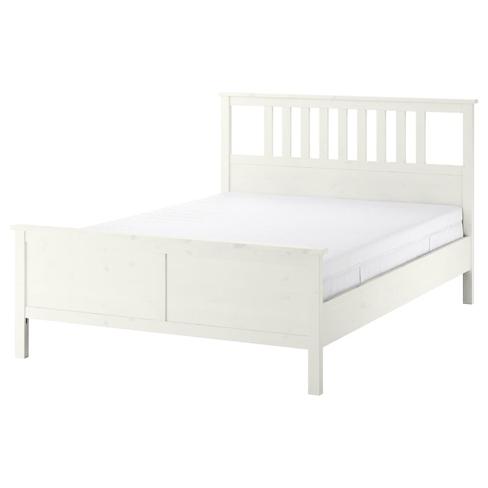 HEMNES bed frame with mattress, white stain/Åkrehamn firm, 180x200 cm IKEA