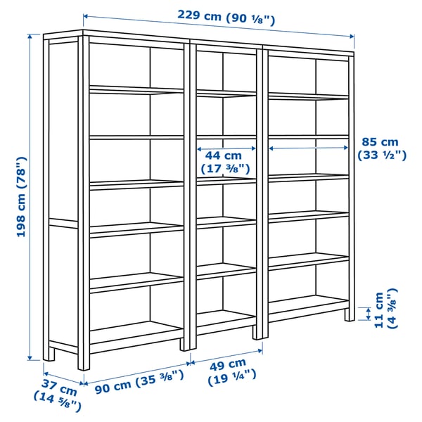 HEMNES bookcase, white stain, 229x198 cm IKEA
